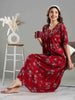 Maroon Embroidered Alpine Nighty for Women Elegant and Breathable