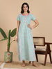 Mint Green Jaipuri Pure Cotton Nighty with Floral Print and Pocket