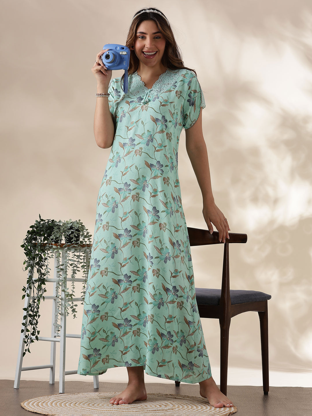 Buy Mint Green Alpine Night Dress for Women with Pocket Alpine / L/42 Buy Mint Green Alpine Night Dress for Women with Pocket Alpine / L/42