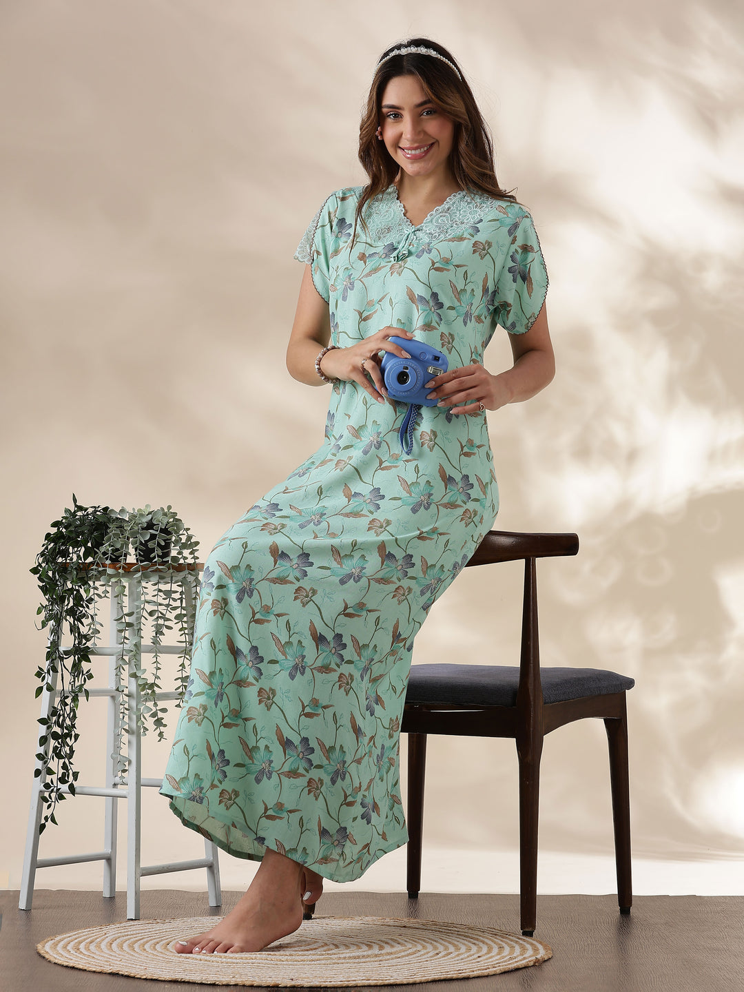 Buy Mint Green Alpine Night Dress for Women with Pocket Alpine / L/42 Buy Mint Green Alpine Night Dress for Women with Pocket Alpine / L/42
