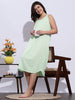 Mint Green Sleeveless A Line Cotton Hosiery Nighty Slip for Women