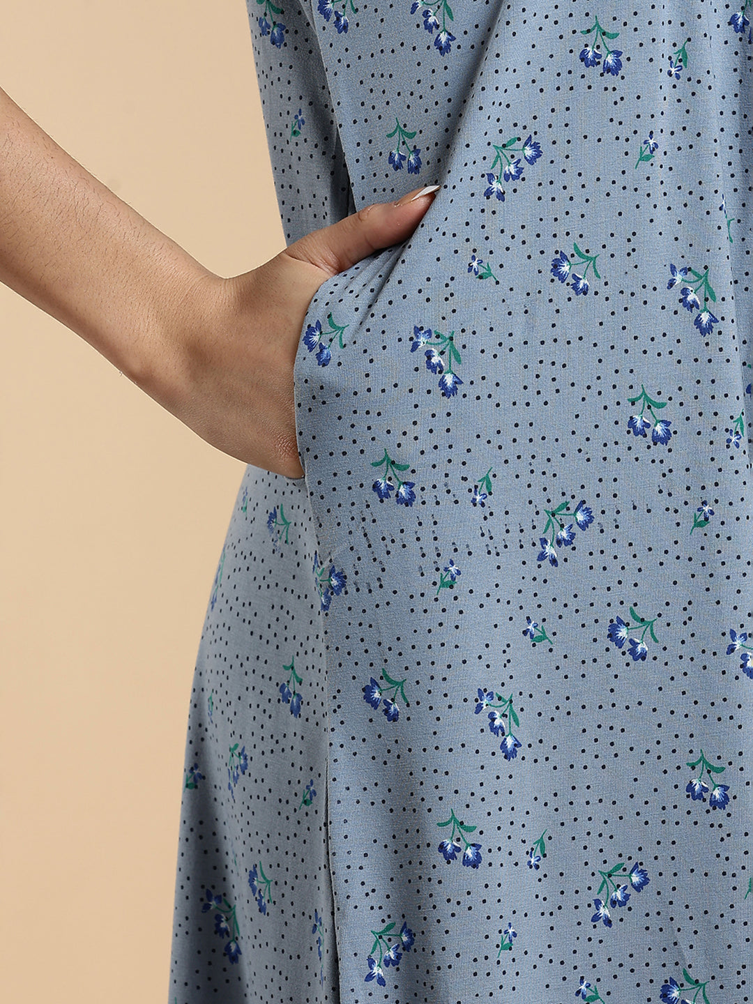 Misty Slate Cotton Blend Best Nighty for Women