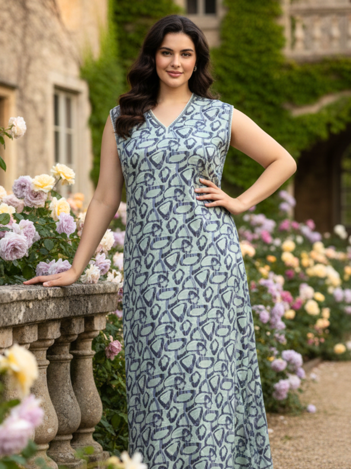 Misty Green Sleeveless Night dress for Women