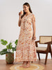 Mustard Yellow Batik Print Cotton Nighty for Women