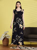 Rayon Nighty for Women in Navy Blue with Feminine Floral Design