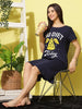 Classic Navy Blue Soft Cotton Short Nightdress for Lounging