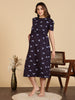 Navy Stylish Zipless Maternity Feeding Nightwear for Women