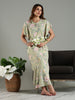 Olive Floral Rayon Maxi Nighty for Women with Kaftan Sleeves and Pocket