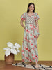 Pastel Green Cotton Nighty with Jaipuri Floral Design and Short Sleeves