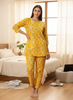 Mustard Yellow Floral Cotton Pyjama Set for Women Cozy & Chic Nightwear