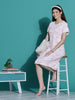 Gloss Malai Peach Cream Abstract Nighty for Women in Soft Comfywear