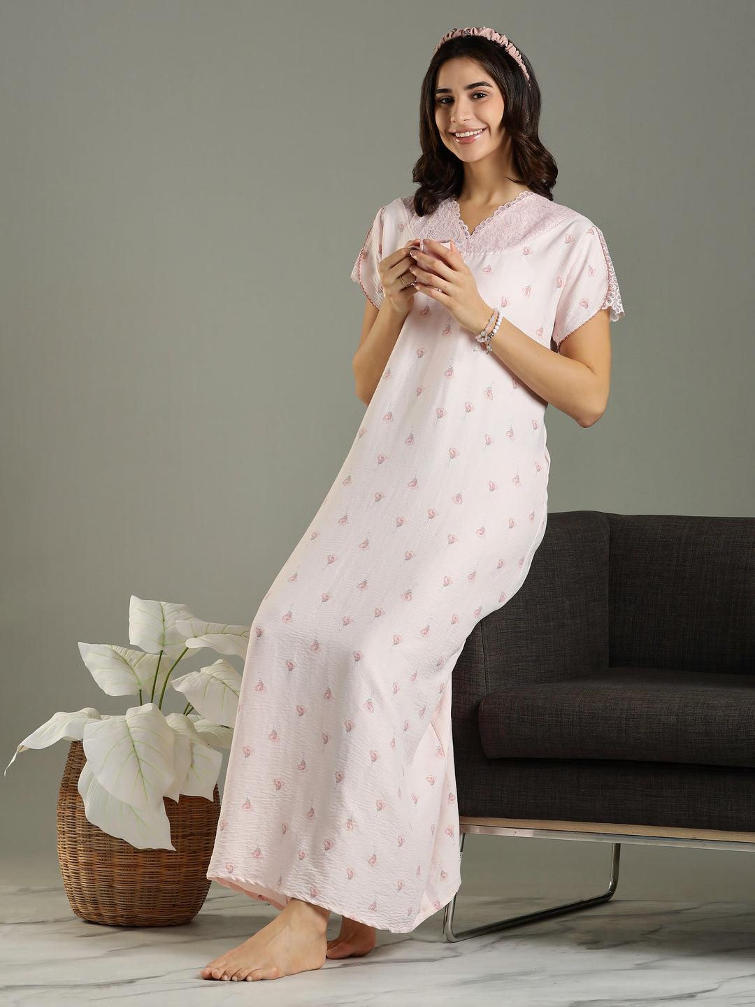 Chic Style Peach Bamboo Cotton Branded Women's Nighty