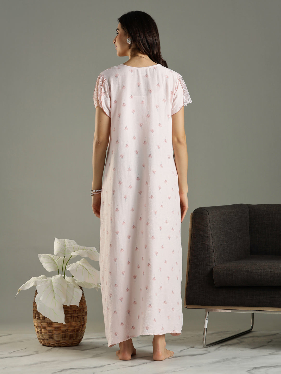 Chic Style Peach Bamboo Cotton Branded Women's Nighty