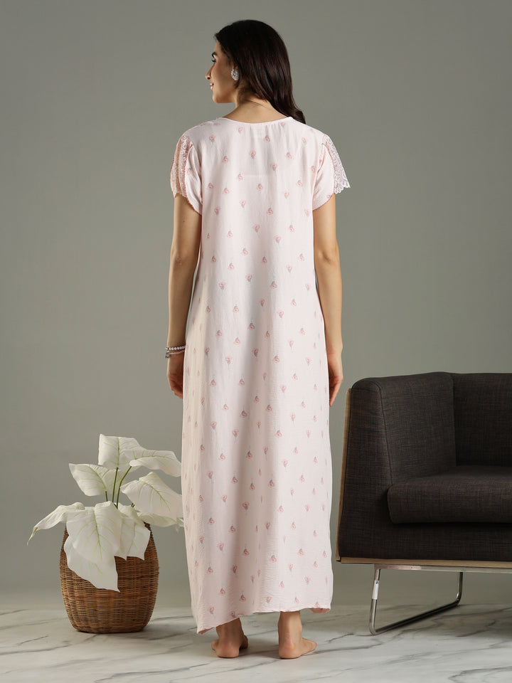 Chic Style Peach Bamboo Cotton Branded Women's Nighty