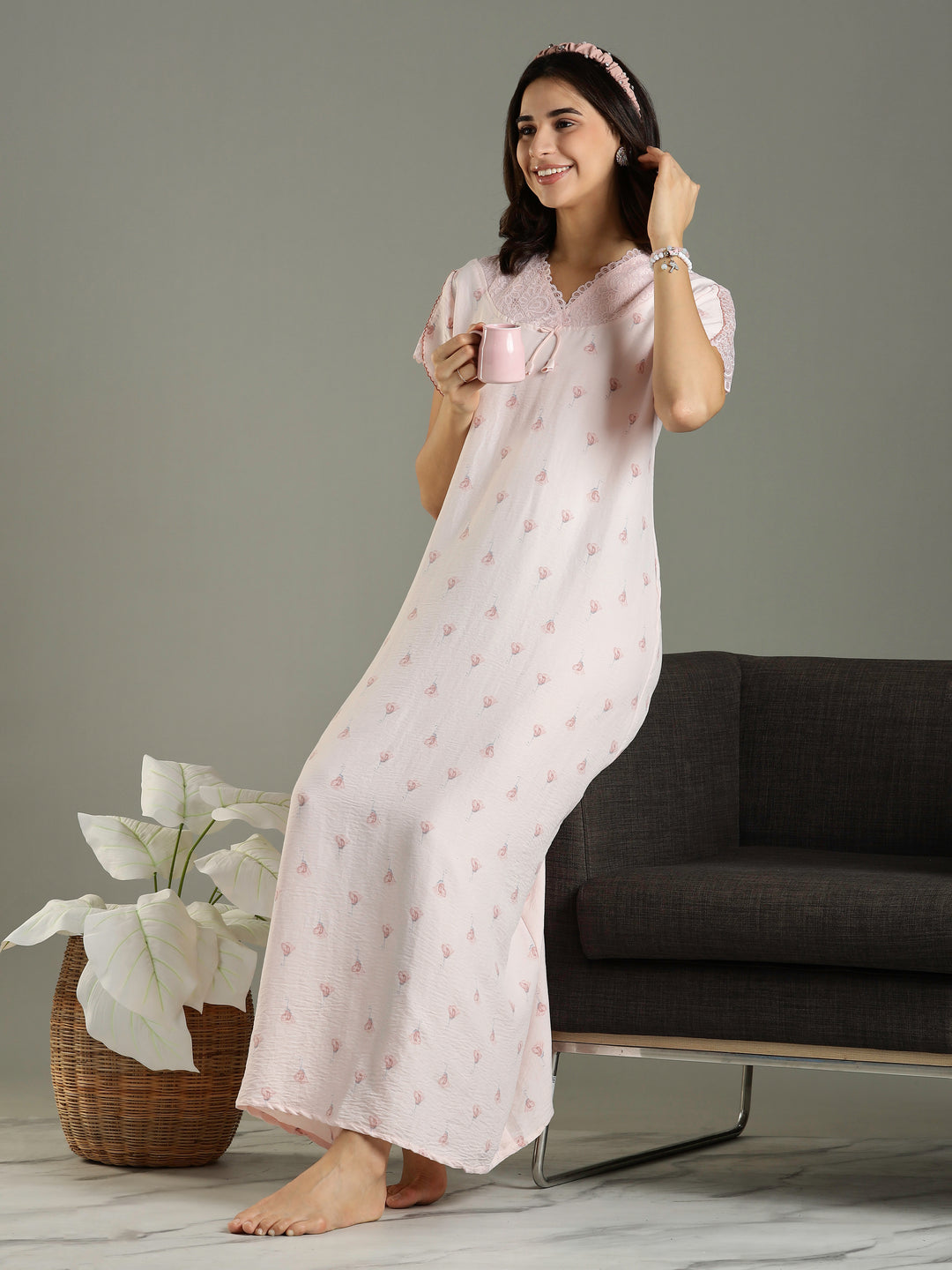 Chic Style Peach Bamboo Cotton Branded Women's Nighty