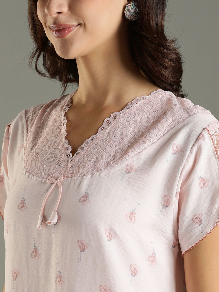 Chic Style Peach Bamboo Cotton Branded Women's Nighty