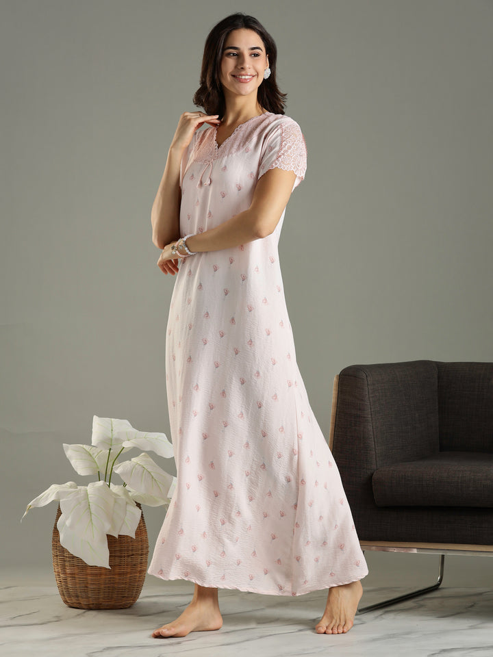 Chic Style Peach Bamboo Cotton Branded Women's Nighty