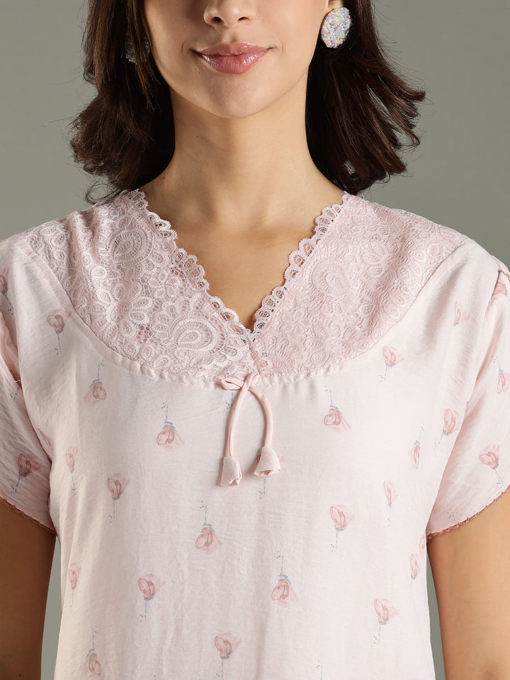 Chic Style Peach Bamboo Cotton Branded Women's Nighty