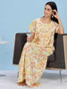 Pink Brown Jaipuri Cotton Nighty with Floral Print for Women