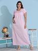 Pink Chikankari Embroidered Cotton Night Dress for Women