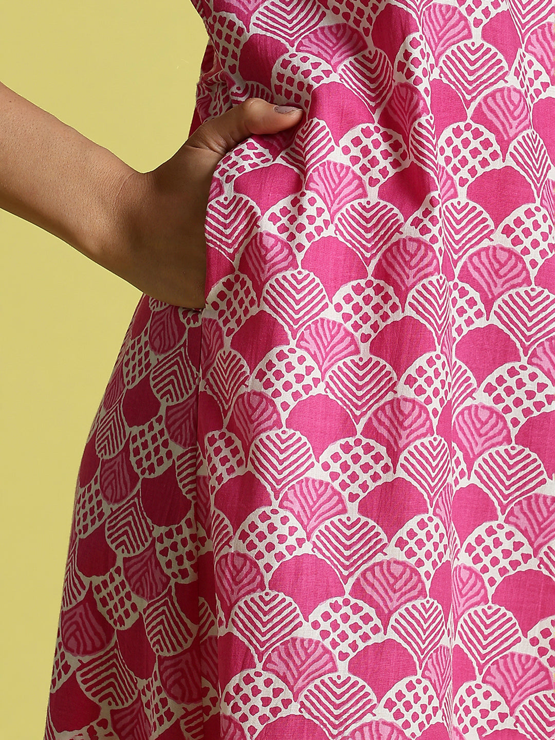 Pink Floral Cozy Pure Cotton Nighty For Women with Pocket