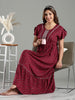 Rani Pink Frock Style Nighty for Women in Elegant Floral Design