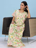 Pink Green Designer Cotton Nighty with Lace Detailing for Women