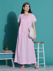 Pink Chikankari Cotton Nighty for Women with Floral Embroidery