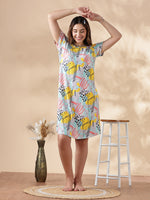Gloss Malai Abstract Color Stroke Nighty for Women All Over Print