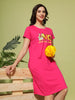 Cozy Cotton Rani Pink Printed Short Nighty for Comfortable Sleep