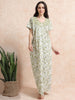 Cotton Floral Embroidered Green Nighty for Women Full Length Comfort
