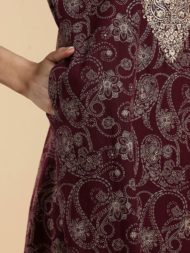 Festive Purple Shine Jaipuri Cotton Nighty for Women