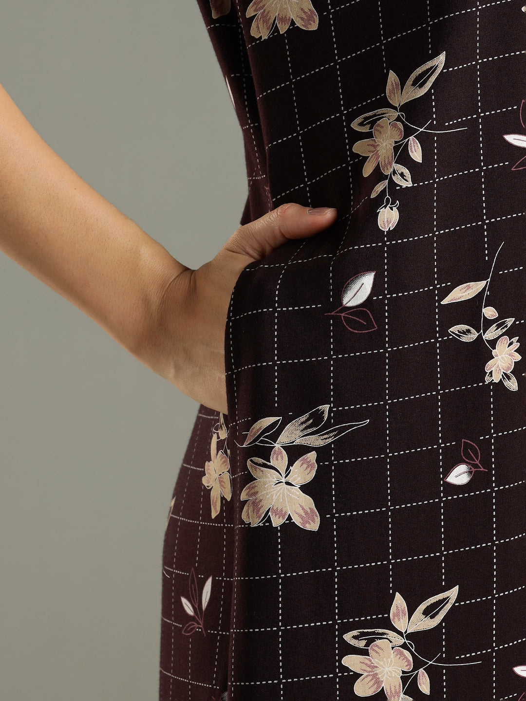 Purple Floral Hosiery Cotton Front Zip Feeding Night dress