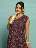Purple Floral Sleeveless A Line Maxi Nighty for Women