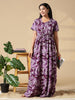 Alpine Frock Style Nighty for Women with Purple Leaf Camouflage Print