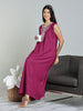 Rani Pink Sleeveless Designer Nighty for Women with Embroidery