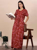 Alpine Designer Floral Red Print Nighty For Women