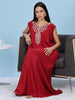 Red Alpine Sleeveless Nighty with Floral Embroidery for Women