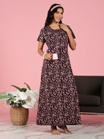 Blossom Rose Hosiery Cotton Nighty with Embroidered Neckline