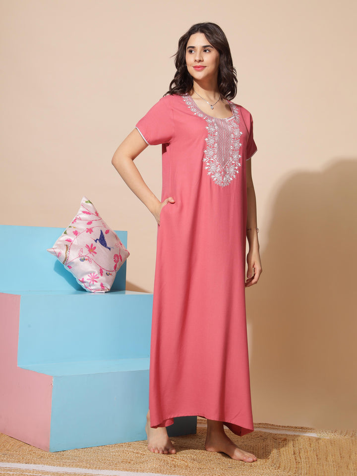 Stunning Rust Designer A Line Nighty for Women