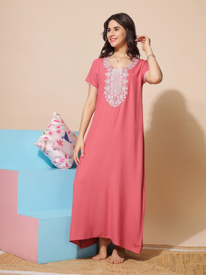 Stunning Rust Designer A Line Nighty for Women