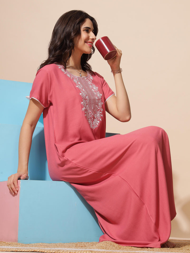 Stunning Rust Designer A Line Nighty for Women