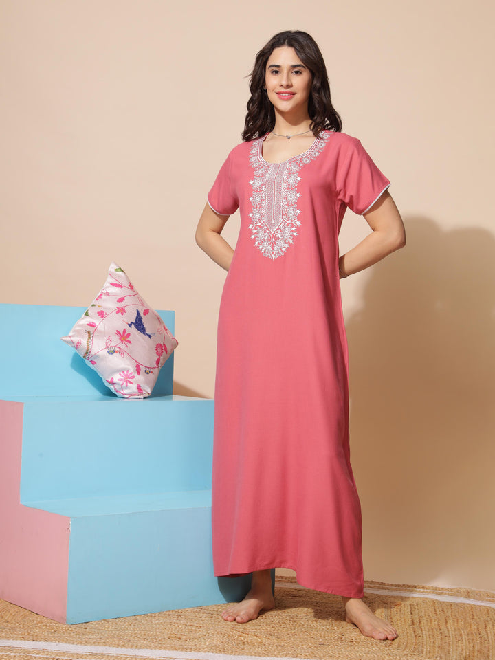 Stunning Rust Designer A Line Nighty for Women