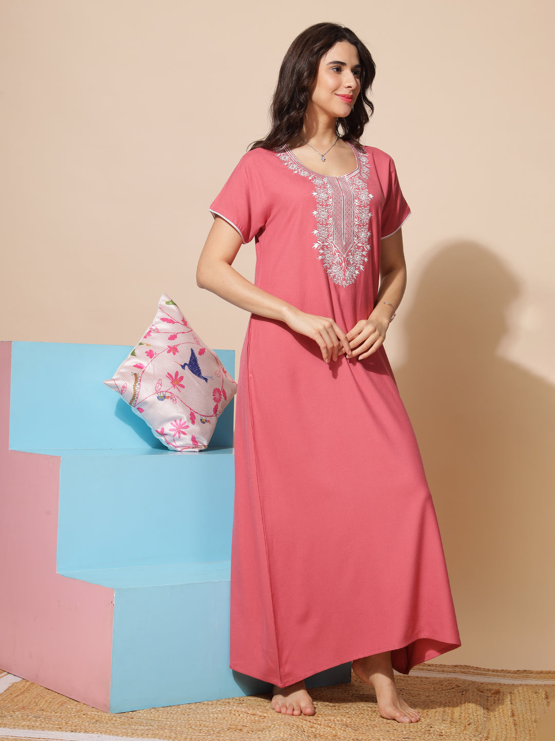 Stunning Rust Designer A Line Nighty for Women