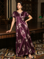 Wine Purple Allure Satin Nighty for Women Chic and Comfy