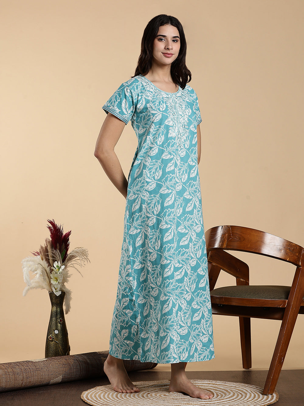 Plus Size Cotton Sleeping Gown Night Suit For Price Ladies Night Gown Cotton 9shines Label Embroidered Plus Size Cotton Sleeping Gown Night Suit For Price Ladies Night Gown Cotton 9shines Label Embroidered