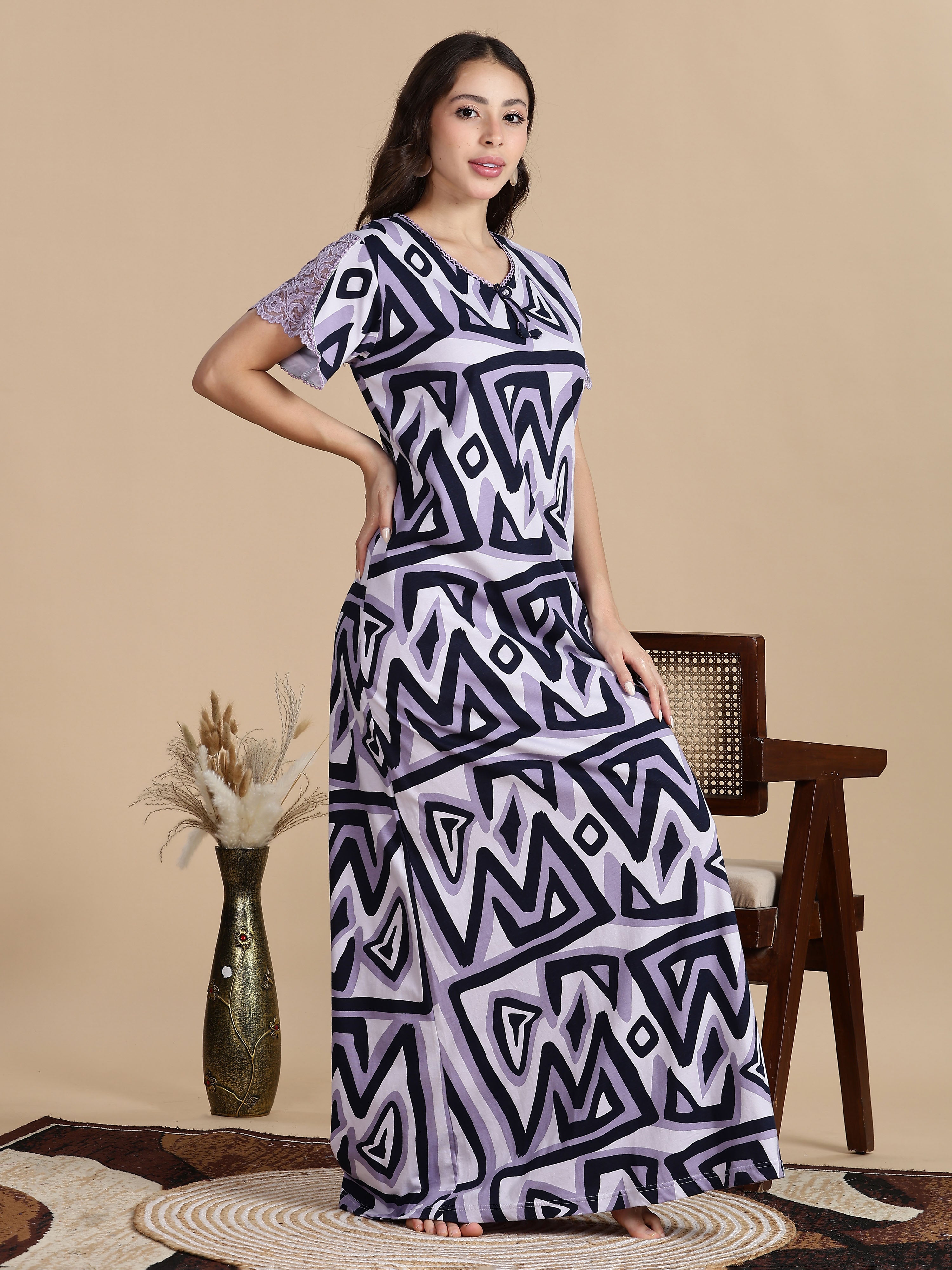 Buy Violet Dream Hosiery Cotton Night Dress for Women Online Buy Violet Dream Hosiery Cotton Night Dress for Women Online