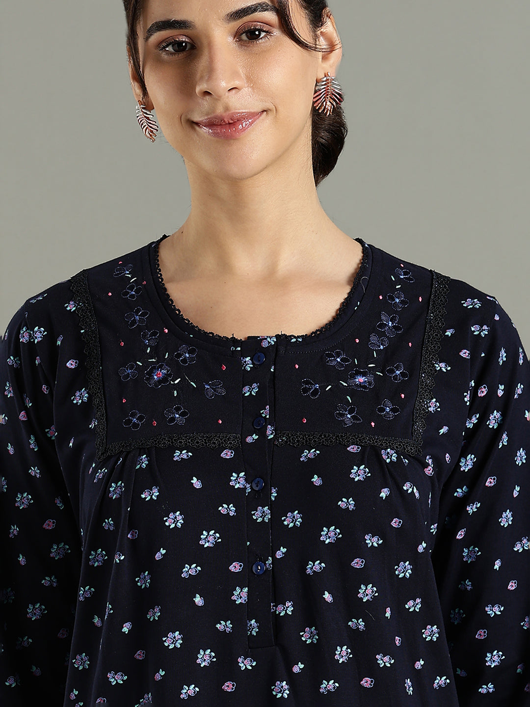 Violet Indigo Branded Cotton Blend Nighty for Women