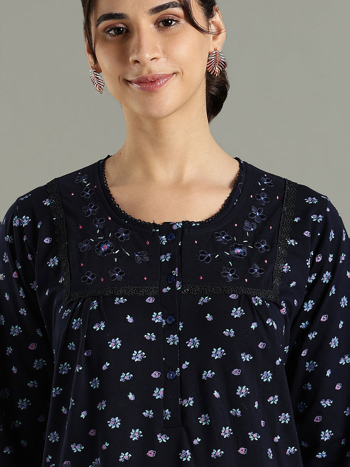 Violet Indigo Branded Cotton Blend Nighty for Women