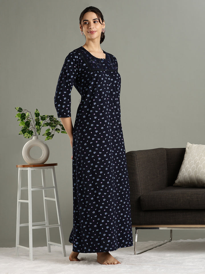 Violet Indigo Branded Cotton Blend Nighty for Women